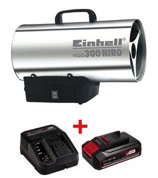 Акумуляторний обігрівач газовий Einhell HGG 300 Niro : з АКБ 18V 2.5Ah, 30 кВт 2330910, 4512097 фото
