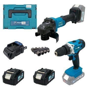 Акумуляторний набір інструментів PROFI-TEC Combo Set 2/8 POWERLine (PCD2820V, DGA201BL) : з АКБ 2шт-20V 4.0 Ач+ЗП 007056 фото