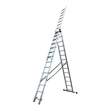 Лестница алюминиевая трёхсекционная GTM KMEKME314 3x14 ступенек 3.8-9.74м (39951) 39951 фото