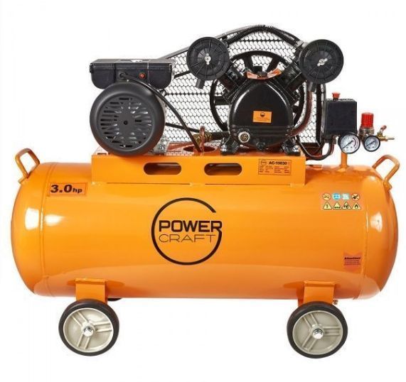 Компресор поршневий ремінний Powercraft AC-10030 : 2300 Вт | 420 л/хв - 8 бар | 100 л 2120 фото