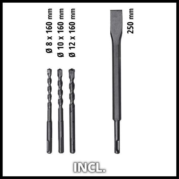 Мощный электрический перфоратор Einhell TC-RH 620 4F Kit : 620 Вт, 2.2 Дж, 1250 об/мин, 5200уд/мин 4257992 фото