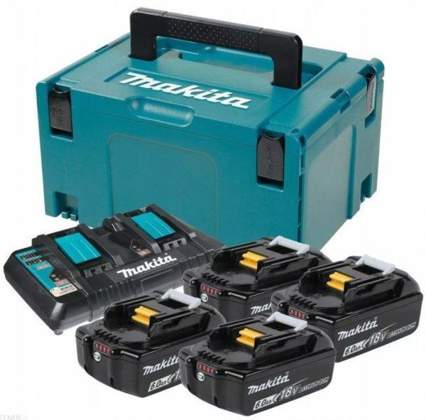 Набор аккумуляторов MAKITA MKP3PG184 4 аккумулятора. 18В 6Ач/зарядка 2порта DC18RD (198091-4) 198091-4 фото