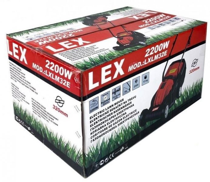 Газонокосарка електрична LEX LXLM32E асинхронний двигун: 2200 Вт, ширина скошування 320 мм, вага 13 кг LXLM32E фото