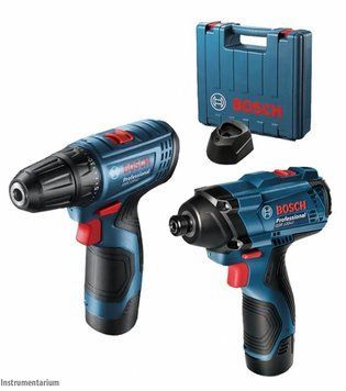 Професійний набір акумуляторного інструменту Bosch GSR 120-LI + GDR 120-LI : з АКБ 12V 2 Ah-2 шт, дриль-шурупокрут, гайкокрут 06019G8023 фото