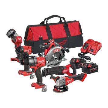 Набір акумуляторний MILWAUKEE M18 FPP6E3-502B (M18 FPD3/M18 FID3/M18 CCS55/M18 FSZ/M18 FSAG125X/M18 TLED/2акум.18В 5Аг/зарядний/сумка) 4933480874 фото
