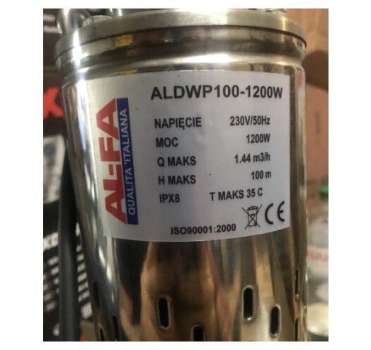 Занурювальний глибинний насос для свердловин AL-FA ALDWP100 : 1200Вт, глибина занурення 100 м, 24 л/хв ALDWP100 фото