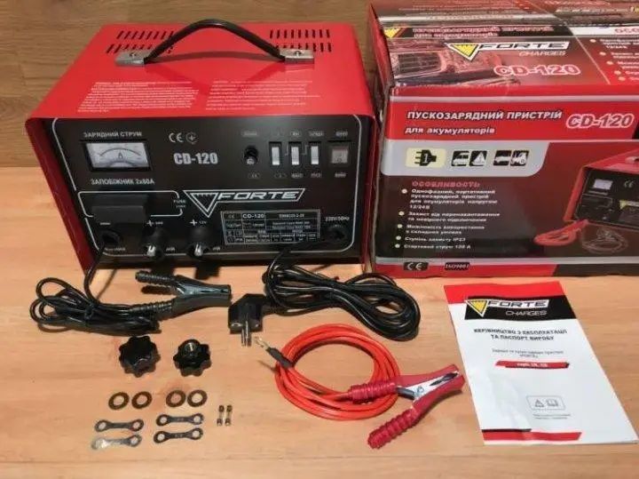 Мощное пуско-зарядное устройство FORTE CD-120: 12/24 B, 20А-120A, встроенный амперметр 114168 фото