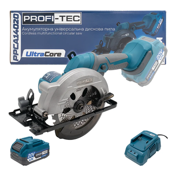 Акумуляторна універсальна дискова пила PROFI-TEC PPCA14020 UltraCore (1&times;акум (4.0 Аг), зарядне) 007956 фото