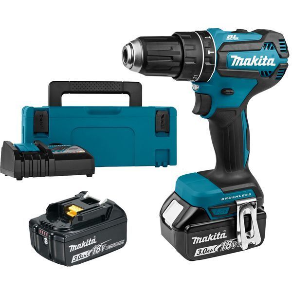 Аккумуляторная ударная дрель-шуруповерт Makita DHP485RFJ : 2 акб Li-ion 18 В, 3 Ah + з/у DHP485RFJ фото