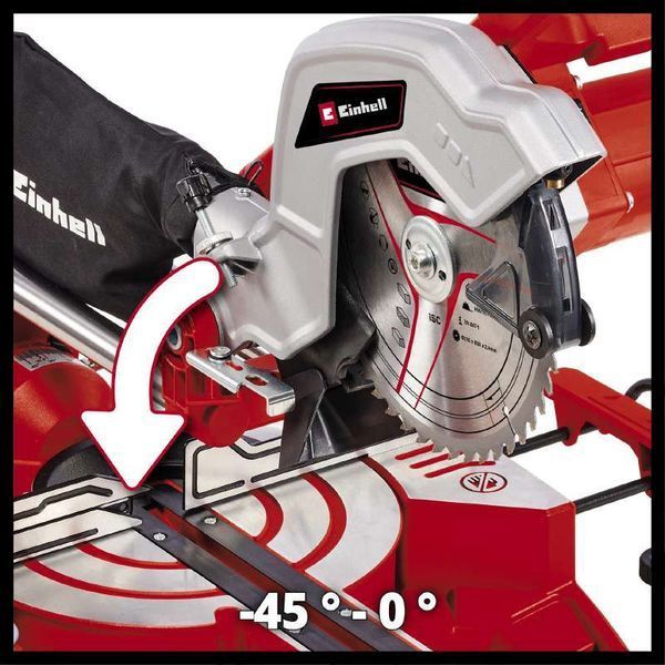 Потужна торцювальна пила з лазером Einhell TC-SM 254 : 1900 Вт, об.х.х.5000 об/хв, ширина/глибина різу 305х85 мм 4300385 фото