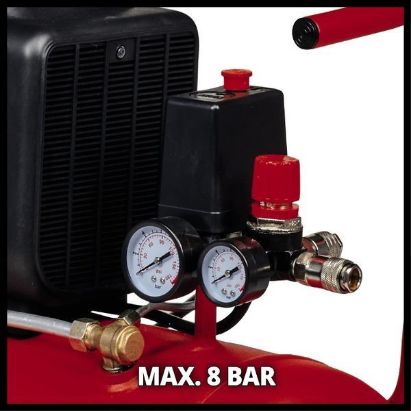 Потужний масляний компресор Einhell TC-AC 270/50/8 : 1,8 кВт /2,5 к.с., об.х.х. 2850 об/хв, 270 л/хв, 8 бар 4007360 фото