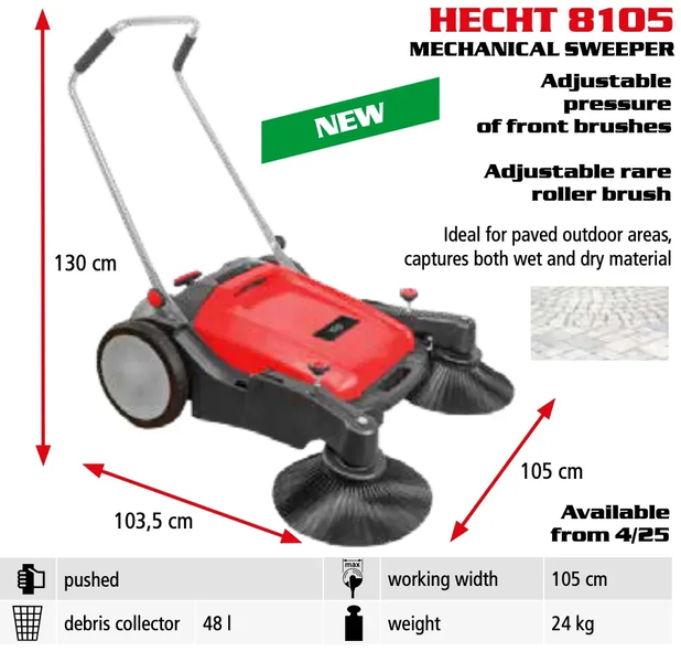 Підмітальна машина механічна HECHT 8105 (105 см) HECHT8105 фото