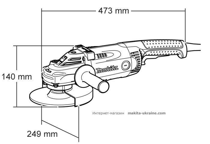 Мощная электрическая угловая шлифмашина (болгарка) MAKITA GA9020SF: 2200 Вт, 230мм. GA9020SF фото