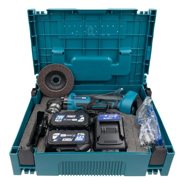 Кутова безщіткова шліфмашина PROFI-TEC PGA202BL POWERLine : з АКБ 2шт-20V 4.0Ah, диск 125 мм, 8500 об/хв 006296 фото