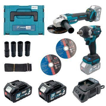 Набір акумуляторний інструментів PROFI-TEC Combo Set 2 POWERLine DGA20BL+DTW500BL: з АКБ 2шт-20V 5.0Ач+ЗП 005936 фото