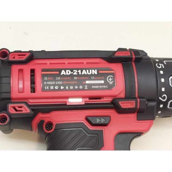 Мощный аккумуляторный шуруповерт Edon AD-21AUN : 21V, 2 Аh, 1450 об/мин, 30 Нм, 2 аккумулятора, зарядное AD-21AUN фото