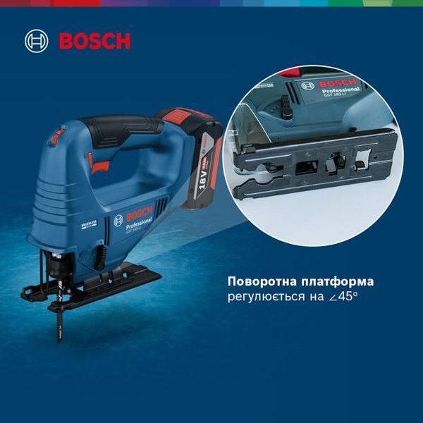 Профессиональный аккумуляторный лобзик Bosch GST 183-LI Solo: без АКБ, 3300 об/мин, глубина реза 95мм 06015B7020 фото