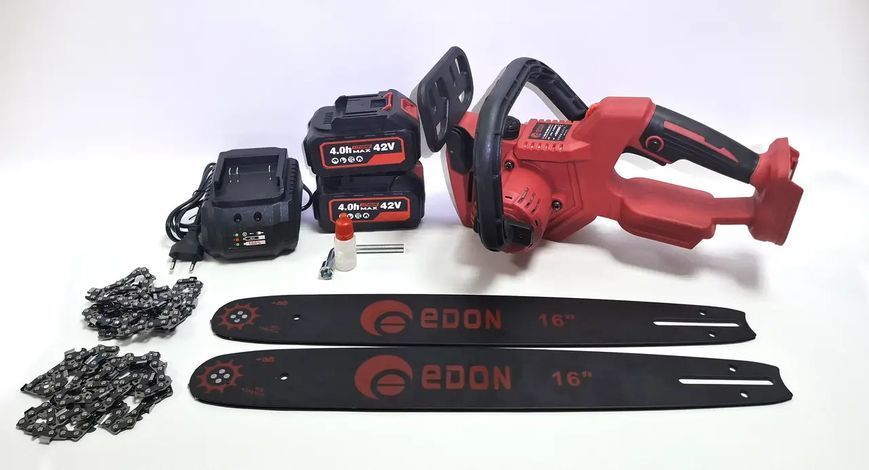 Потужна ланцюгова акумуляторна пила EDON ACS-42/16BL OL : з АКБ 2-шт 20V 4.0 Ah, шина 30 см ACS-42/16BL фото