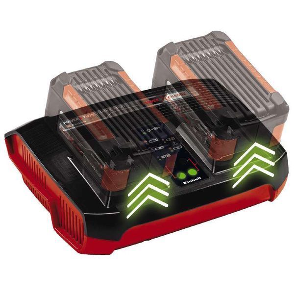 Потужний зарядний пристрій і акумулятор 18V 2 шт x 4,0Ah Twincharger Kit Einhell Power-X-Change 4512112 фото