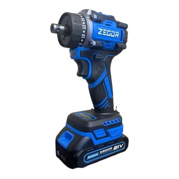 Шурупокрут акумуляторний ZEGOR CDF-21BLQ (1акум.21В 2Аг/зарядний/кейс/з'ємний патрон) CDF-21BLQ фото