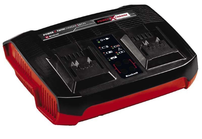Потужний зарядний пристрій і акумулятор 18V 2 шт x 4,0Ah Twincharger Kit Einhell Power-X-Change 4512112 фото