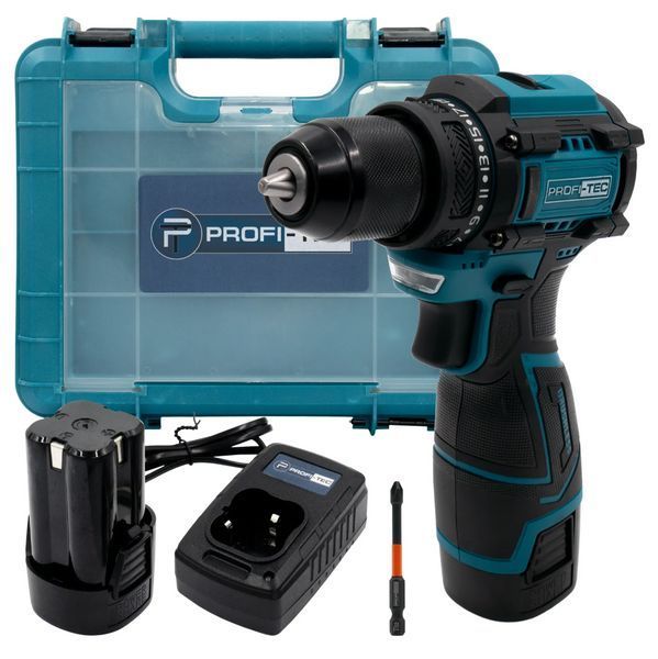 Акумуляторний шуруповерт PROFI-TEC PCD35168BL : з АКБ 2шт-16.8V 2.0 Ah, 35 Нм, набір головок 006293 фото
