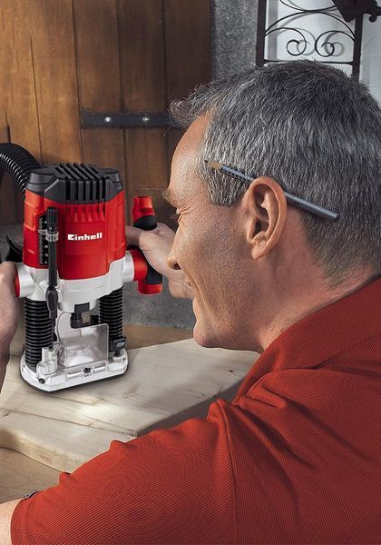 Електричний ручний столярний фрезер по дереву Einhell TC-RO 1155 E : 1100 Вт, 6-8 цанга, 30000 об/хв електрофрезер (4350470) 4350470 фото