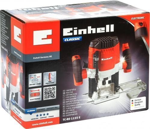 Електричний ручний столярний фрезер по дереву Einhell TC-RO 1155 E : 1100 Вт, 6-8 цанга, 30000 об/хв електрофрезер (4350470) 4350470 фото