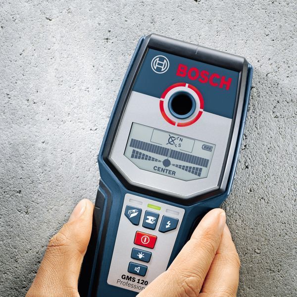 Детектор скрытой проводки металла (металлодетектор) Bosch GMS 120 : 120мм искатель проводов 0601081000 фото