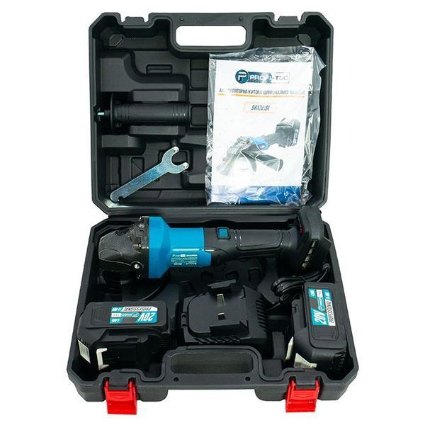 Угловая бесщеточная шлифмашина PROFI-TEC DGA20BL POWERLine: с АКБ 20 V 2шт-5.0Ah+ЗУ 005963 фото