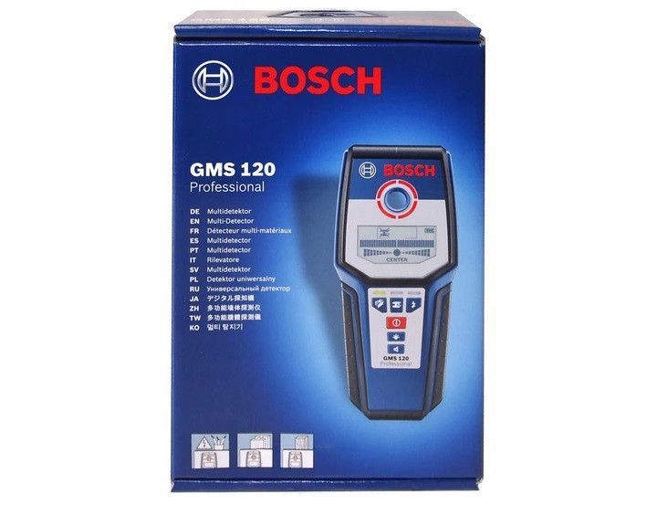 Детектор скрытой проводки металла (металлодетектор) Bosch GMS 120 : 120мм искатель проводов 0601081000 фото