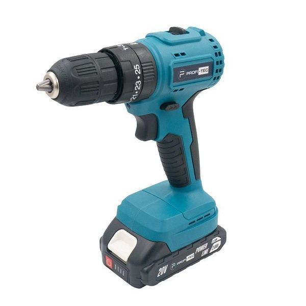 Аккумуляторный шуруповерт PROFI-TEC PCD3520BL POWERLine: с АКБ 2шт-20V 2.0 Ah, 28 Нм, набор головок 006074 фото