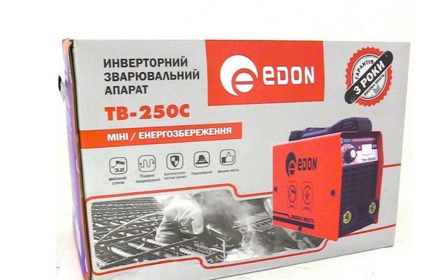 Потужний зварювальний апарат (зварка) Edon TB-250C (3.9 кВт, 250 А, 1.6-4мм електрод) для дому і маска TB-250C і маска фото