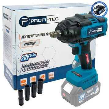 Гайковерт ударний акумуляторний PROFI-TEC PTW820BL POWERLine : без АКБ, 720 Нм 006106 фото