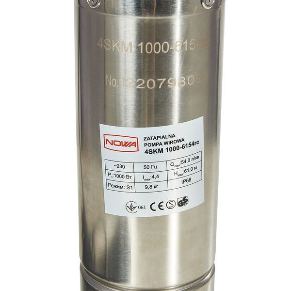 Насос погружной вихревой скважинный NOWA 4SKM 1000-6154RС (1 кВт, 54 л/мин, до 61м) 148537 фото
