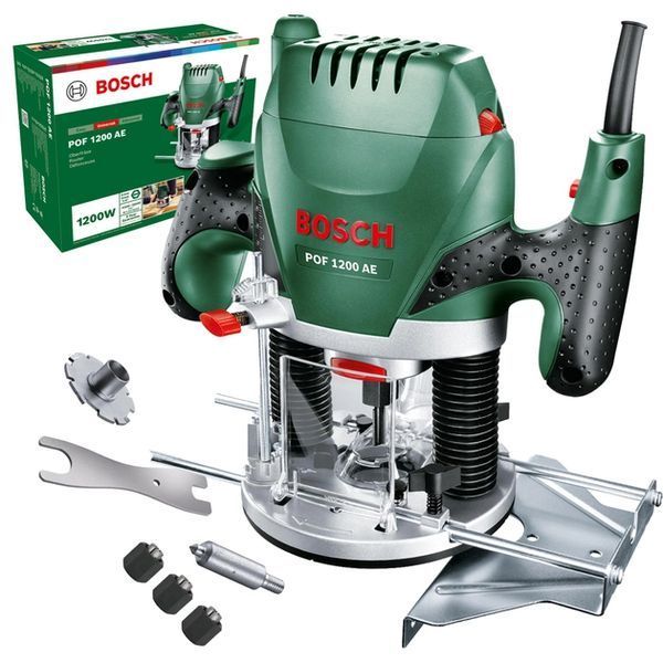 Профессиональный ручной столярный фрезер по дереву Bosch POF 1200 AE: 1200 Вт, 6-8 цанга, 28000 об/мин 060326A100 фото