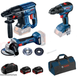 Набор инструментов Bosch Professional перфоратор GBH 180-LI + GSR 18V-50 + GWS 180-LI : с АКБ 2шт 18V 5.0Ah 0615990M32 фото 1