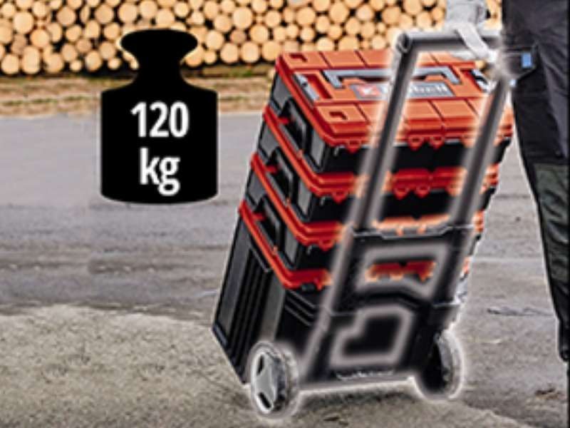Якісний пластиковий кейс Einhell E-Case L з колесами : навантаження до 120 кг (4540014) 4540014 фото