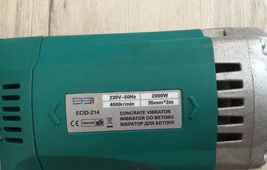 Вібратор глибинний EURO CRAFT ECID-214 (2000Вт/булава 2м/35мм) ECID-214 фото