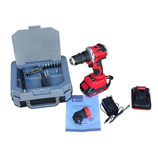 Шурупокрут акумуляторний EDON ED-21CUN BL (2акум.21В 2Аг/зарядний/кейс/кутовий адаптер) ED-21CUNBL фото