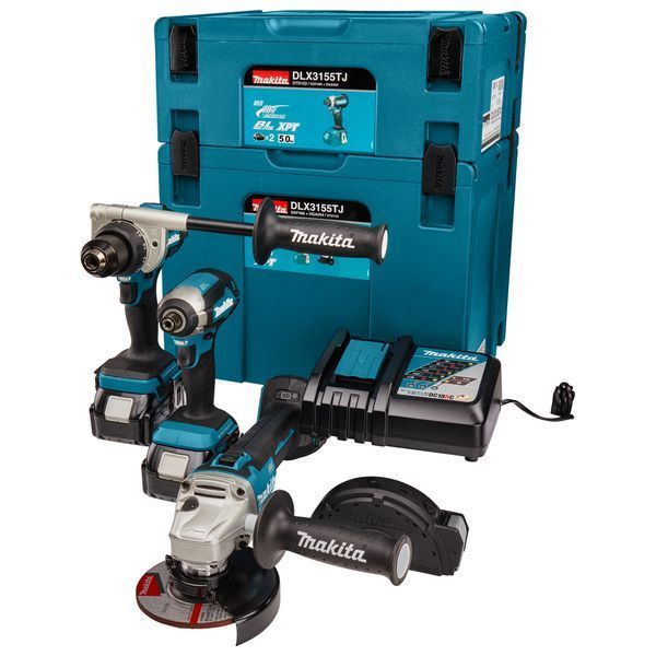 Професійний набір інструментів Makita DLX3155TJ (DDF486, DTD153, DGA504) : дриль-шуруповерт, ударний гвинтоверт,болгарка DLX3155TJ фото