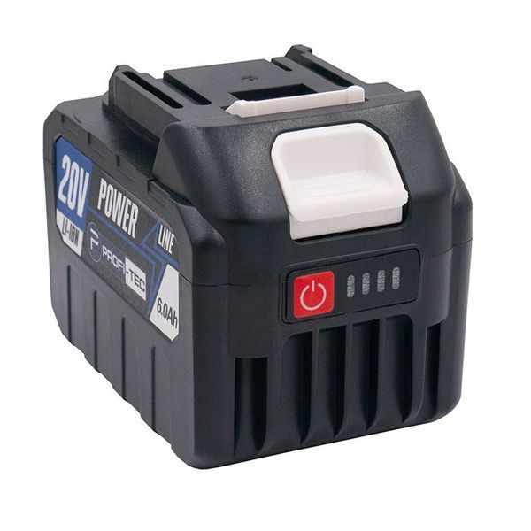 Акумуляторна батарея PROFI-TEC PT2060MP POWERLine : 20V, 6.0 Аh, з індикатором заряду, високострумова 006094 фото