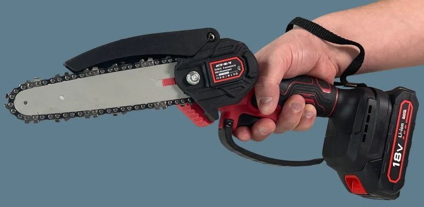 Мощная цепная аккумуляторная пила Edon ACS-18/6 : 18 V 2.0 Ah, шина 15 см, 500 об/мин ACS-18/6 фото