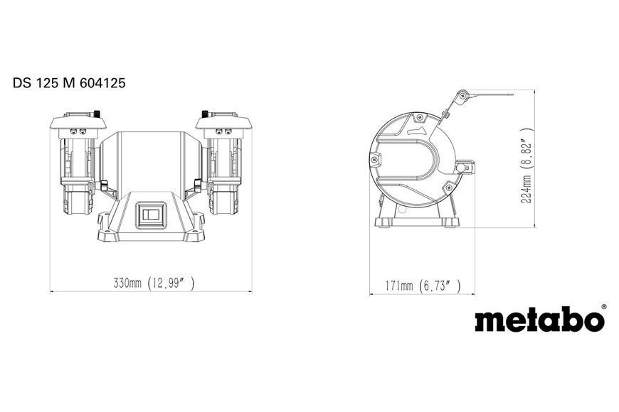 Профессиональная точила для заточки Metabo DS 125 M : 200 Вт, диск 125х20х20 мм, 2980 об/мин. 604125000 фото