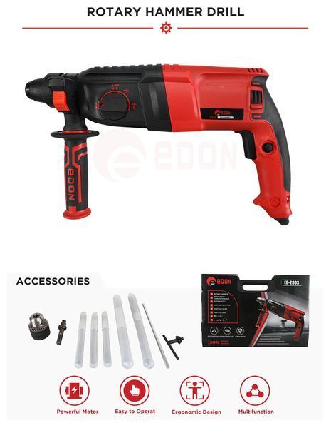 Мощный многофункциональный перфоратор Edon ED-2803 : 900 Вт, SDS-plus, 4900 уд/мин, 850 об/мин ED-2803 фото