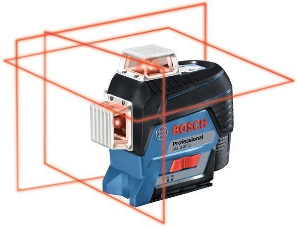 Профессиональный аккумуляторный лазерный нивелир (красный лазер) Bosch GLL 3-80 CG : 12V, кейс 0601063T00 фото