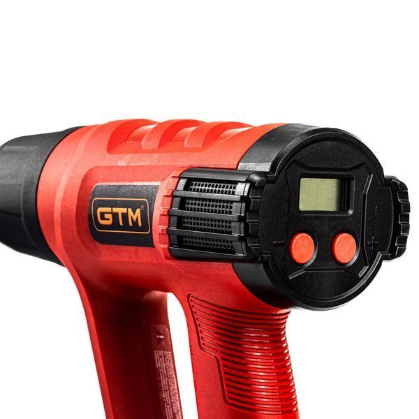 Профессиональный технический фен (строительный) GTM HG2000EM: 2 кВт, 2 режима, 50&deg;C-600&deg;C, насадки 4шт 2721 фото