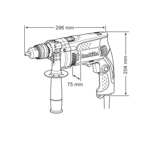 Професійна дриль електрична ударна (електродриль) MAKITA HP1631K : 710 Вт, 1.5-13мм сверло, 2 кг HP1631K фото
