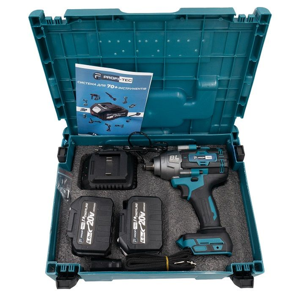 Гайковерт ударный аккумуляторный PROFI-TEC PTW1002BL POWERLine : с АКБ 2шт-20 V 4.0 Aч, 1000 Нм 006653 фото