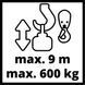 Тельфер Einhell TC-EH 600 : 1050 Вт, без шківа/ з шківом 300/600 кг, без шківа/зі шківом 18 м/9 м, вага 16.75 кг 2255150 фото 8